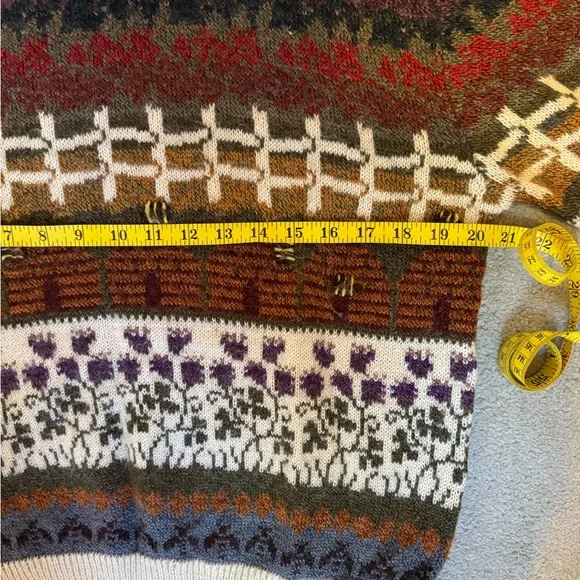 Rare vintage sweater Barbra sue landscape, spring bumblebees beehives small - Picture 14 of 16